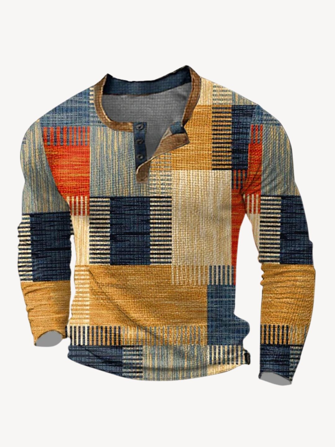 Men's Color Block Henley Sweater – Detail View