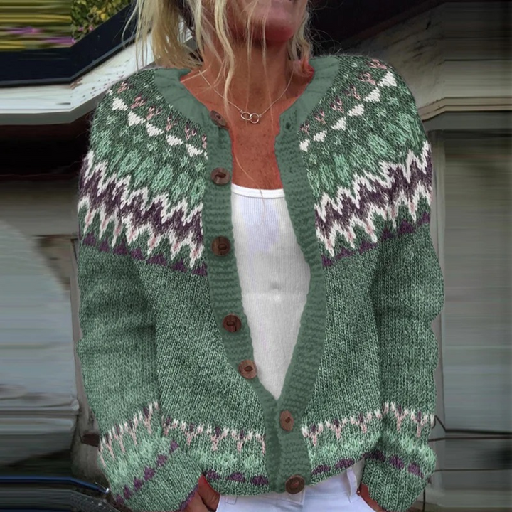 LILA | WOMEN'S FAIR ISLE CARDIGAN SWEATER WOOL KNIT PATTERNED 1