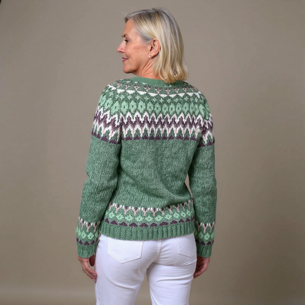 LILA | WOMEN'S FAIR ISLE CARDIGAN SWEATER WOOL KNIT PATTERNED 2
