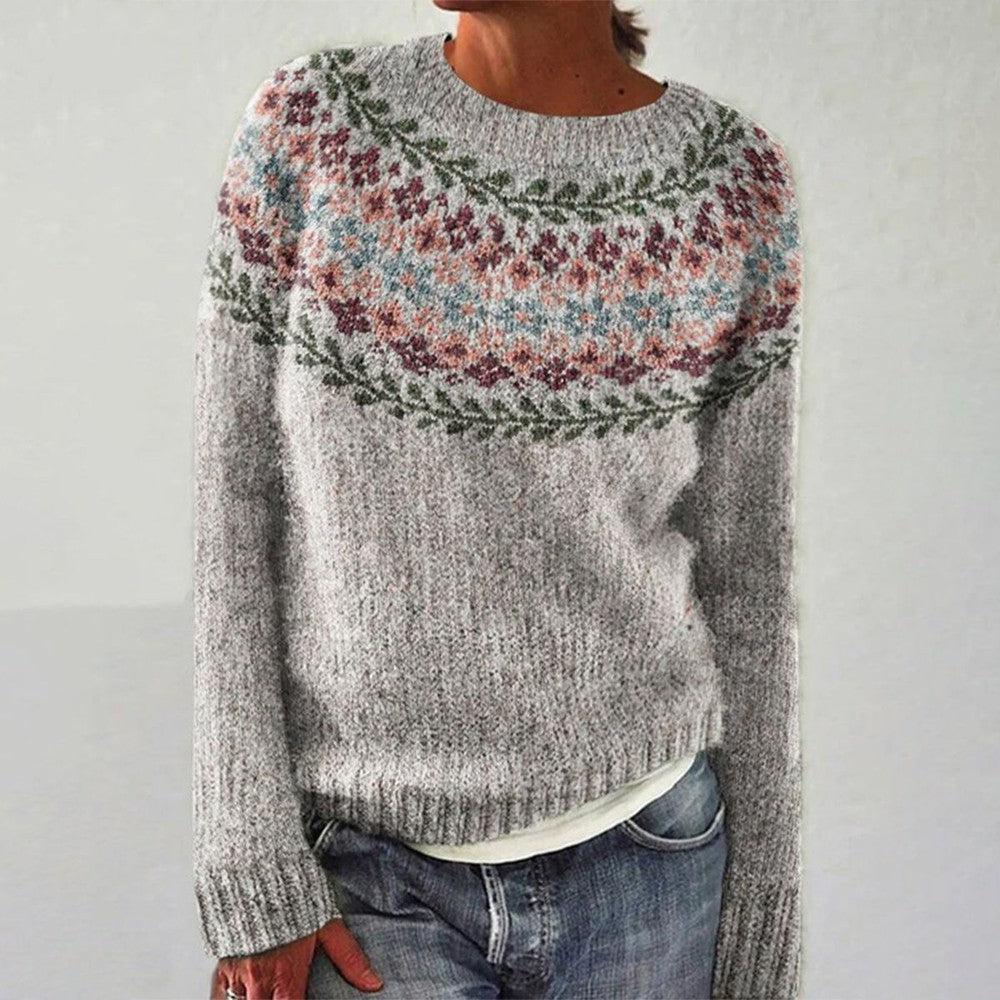 LINNEA - ICELANDIC FLORAL KNIT SWEATER 1