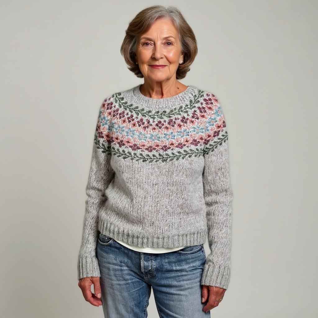 LINNEA - ICELANDIC FLORAL KNIT SWEATER 2