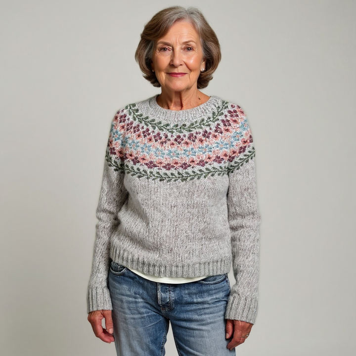 LINNEA - ICELANDIC FLORAL KNIT SWEATER 2