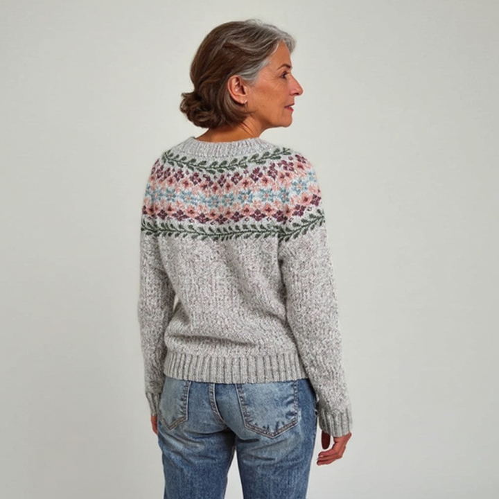 LINNEA - ICELANDIC FLORAL KNIT SWEATER 3