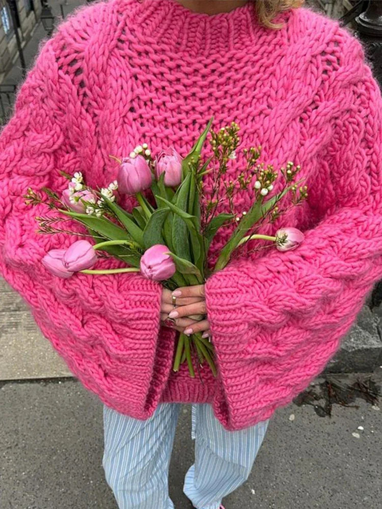 LISA | WOMEN'S OVERSIZED SWEATER CABLE KNIT 5