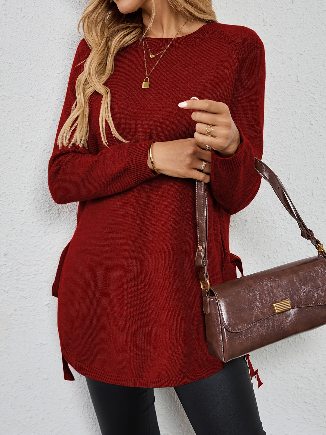 LISANDRE | WOMEN'S CREW NECK LONG TUNIC SWEATER 10