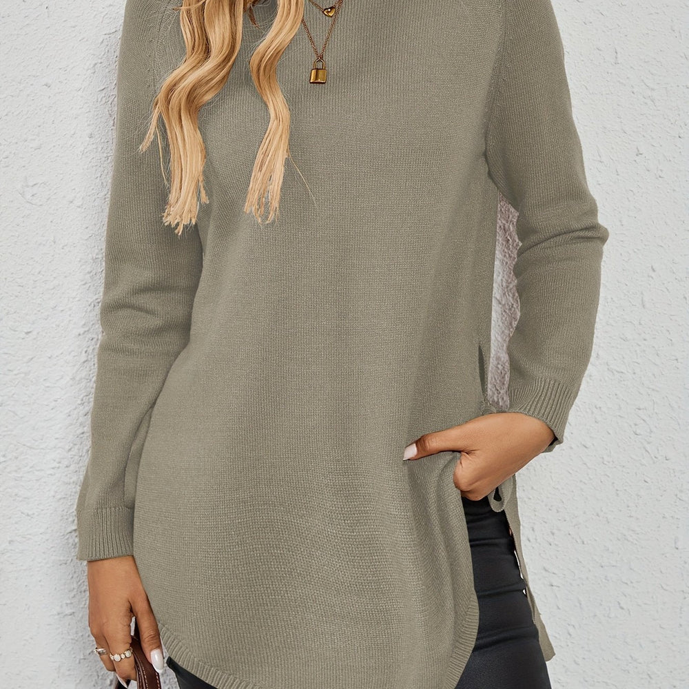 LISANDRE | WOMEN'S CREW NECK LONG TUNIC SWEATER 2
