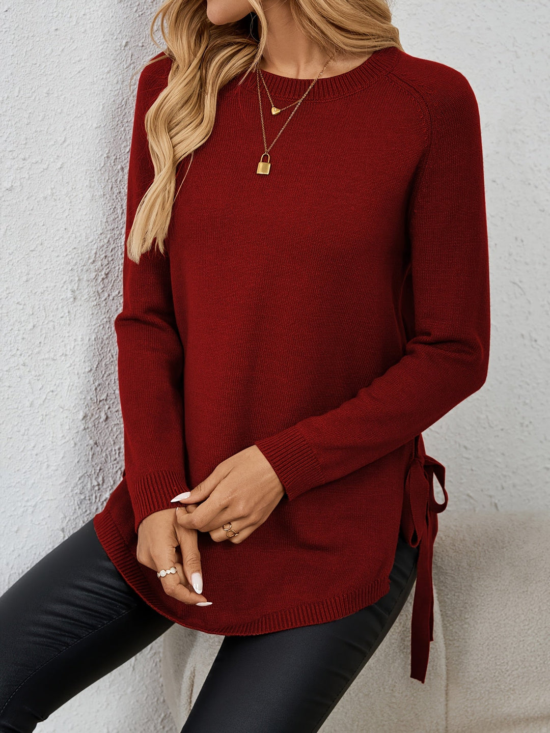 LISANDRE | WOMEN'S CREW NECK LONG TUNIC SWEATER 8