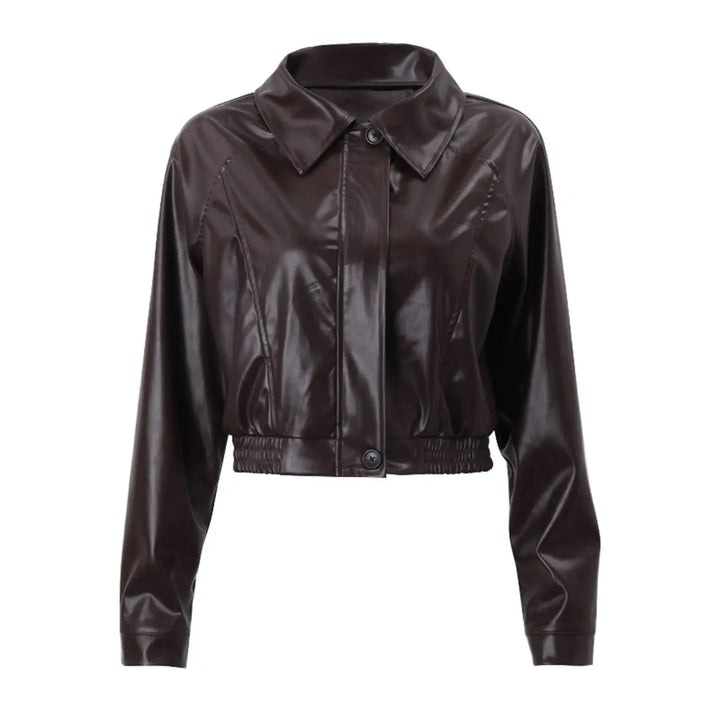 LISETTE - CROPPED MOTO FAUX LEATHER JACKET 3