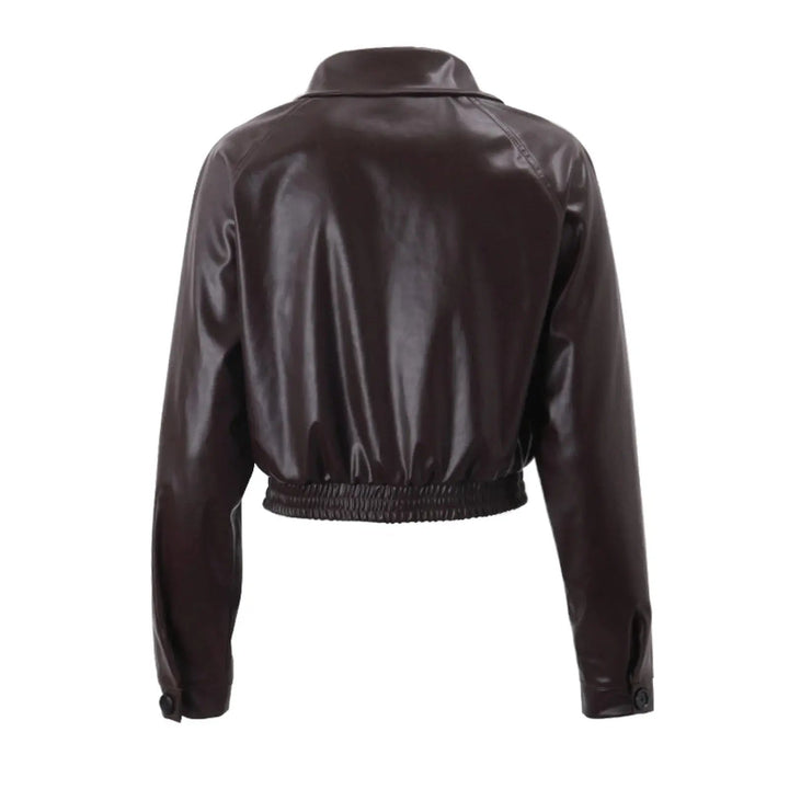LISETTE - CROPPED MOTO FAUX LEATHER JACKET 4