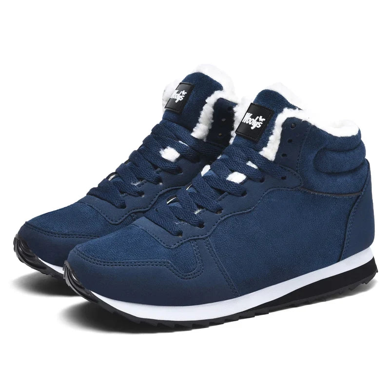 Women's Fur Lined Suede High Top Sneakers – Blue