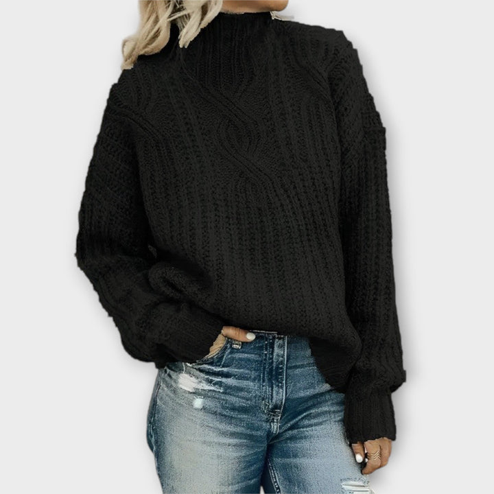 LORELEI - TEXTURED CABLE MOCK NECK SWEATER 1