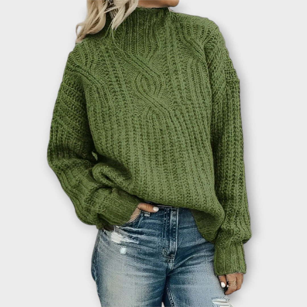 LORELEI - TEXTURED CABLE MOCK NECK SWEATER 2