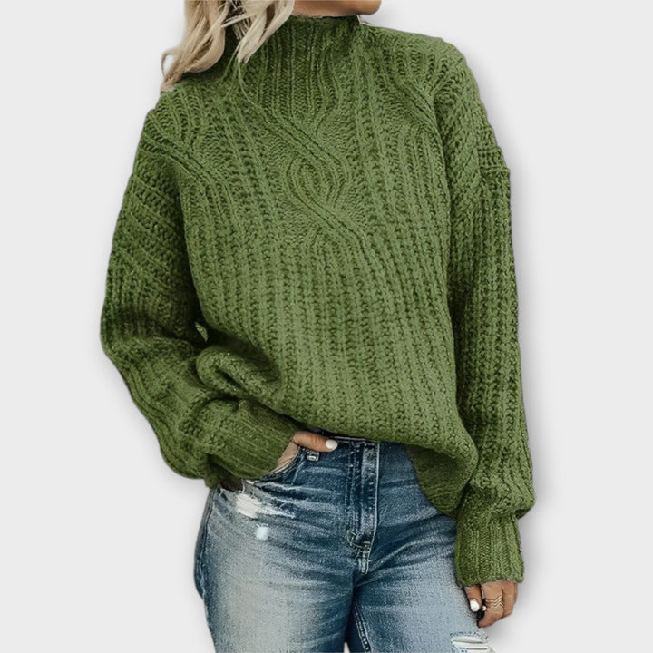 LORELEI - TEXTURED CABLE MOCK NECK SWEATER 2