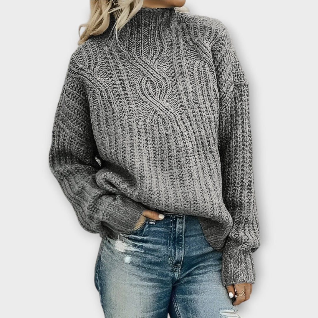LORELEI - TEXTURED CABLE MOCK NECK SWEATER 3