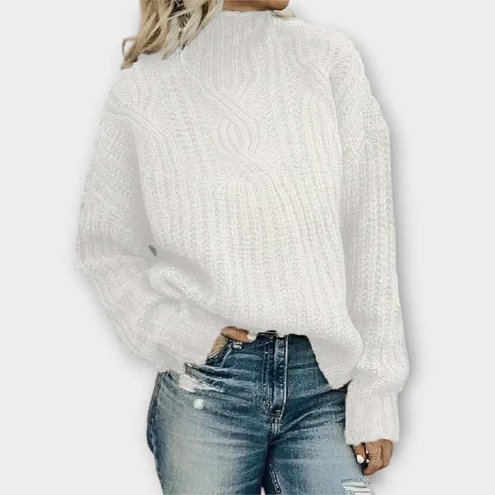 LORELEI - TEXTURED CABLE MOCK NECK SWEATER 4