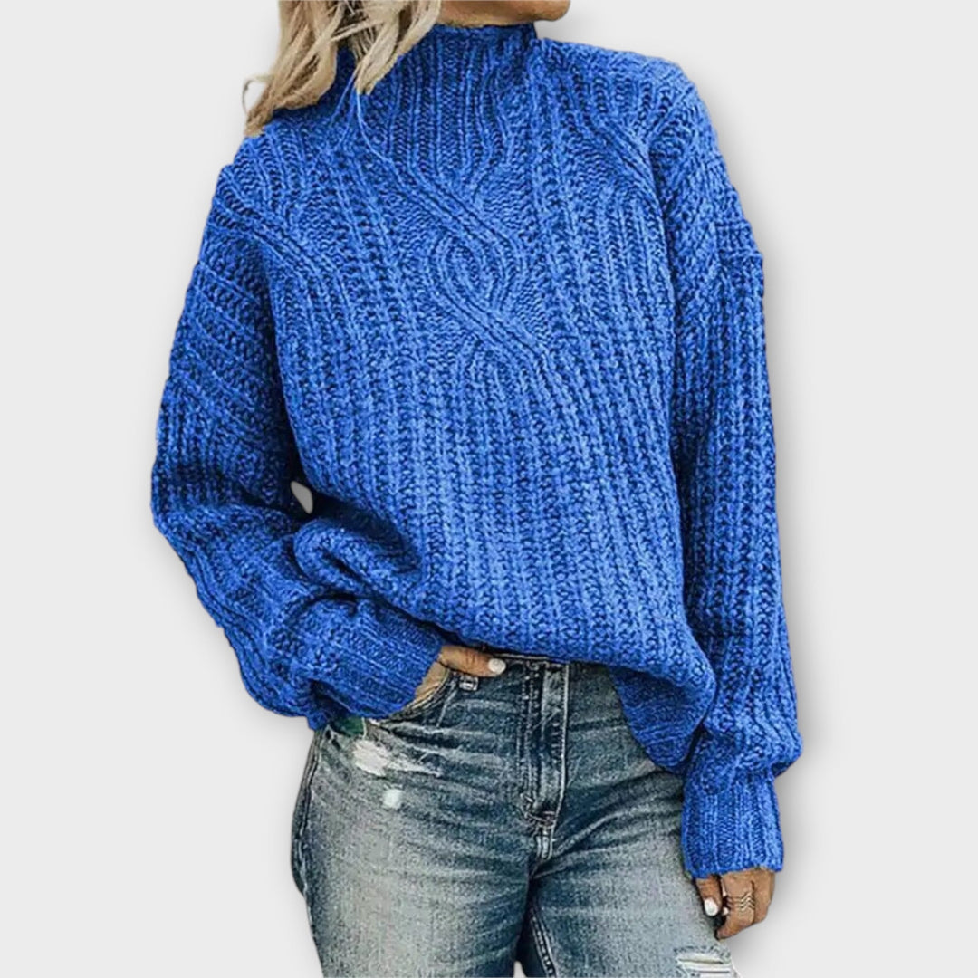 LORELEI - TEXTURED CABLE MOCK NECK SWEATER 5