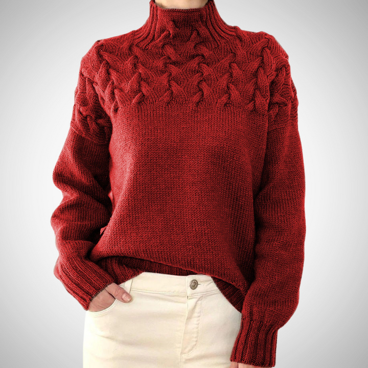 LORENA - TEXTURED YOKE TURTLENECK SWEATER 1