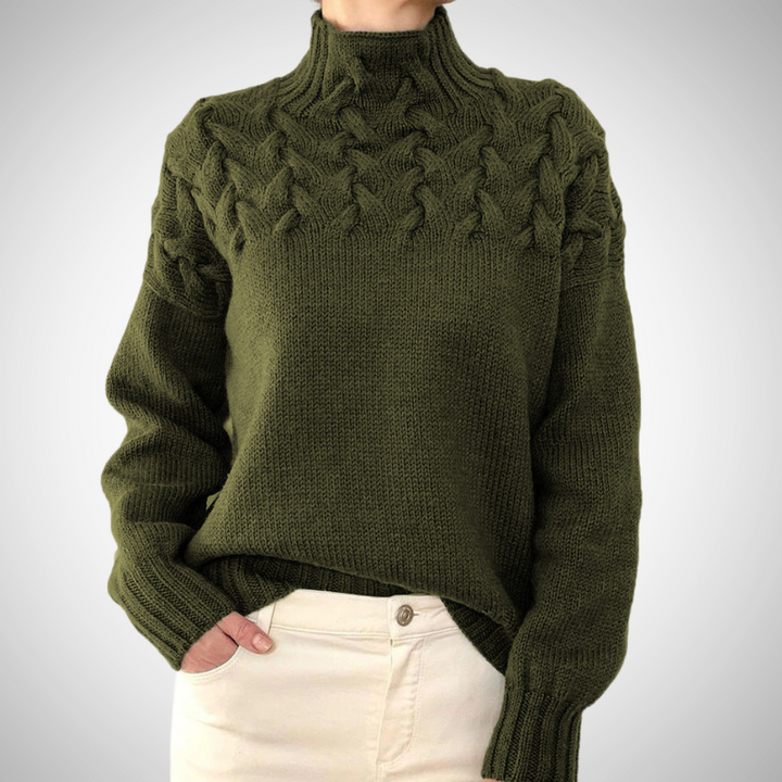 LORENA - TEXTURED YOKE TURTLENECK SWEATER 2