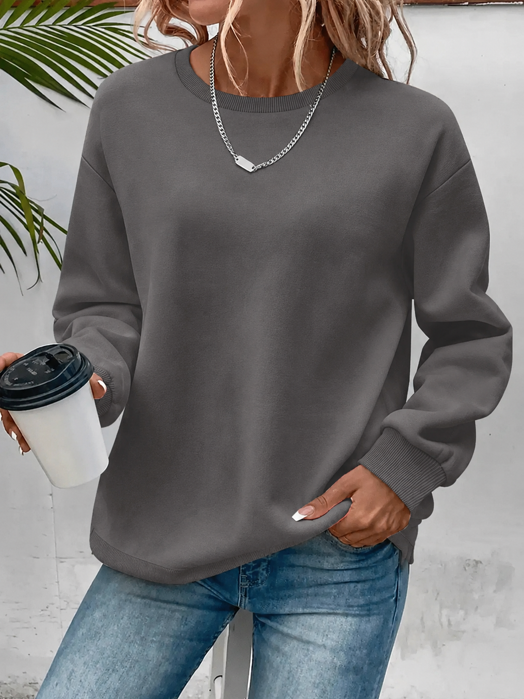 Women's Crew Neck Sweatshirt – Dark Gray