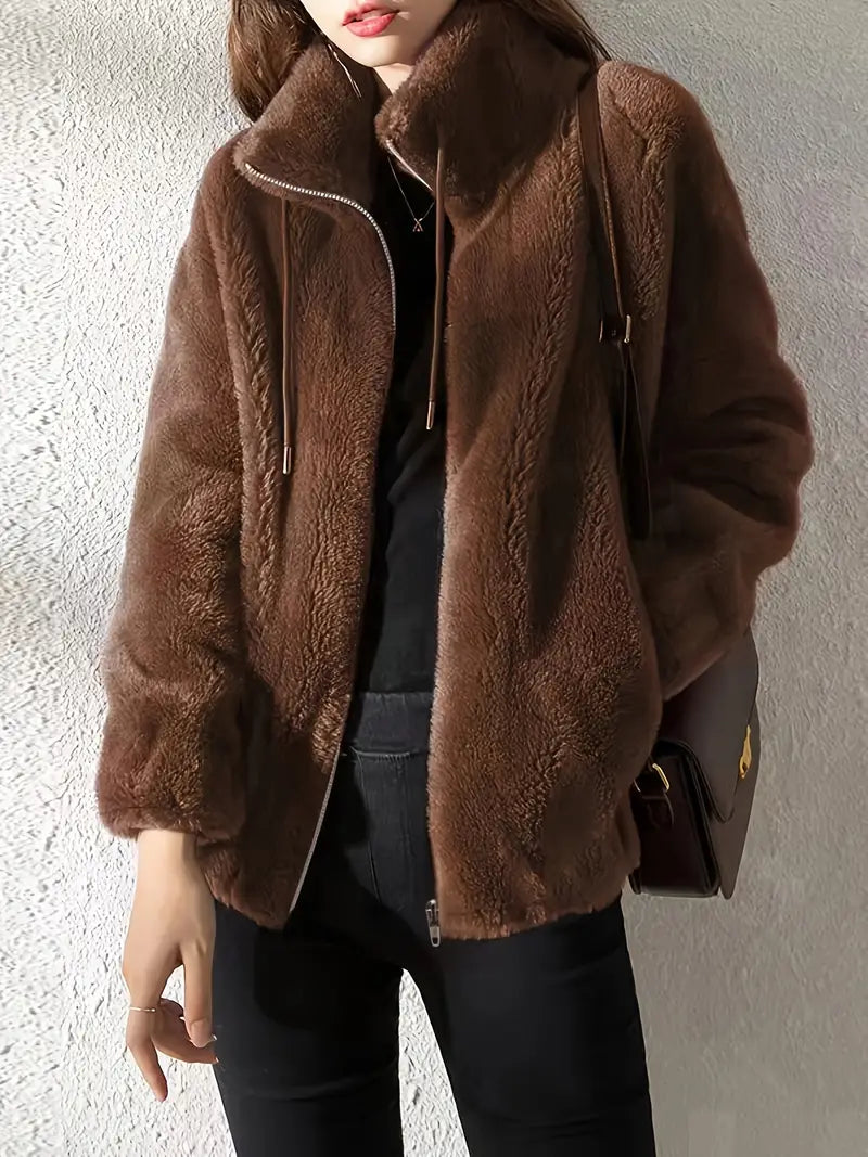 LOUISON | WOMEN'S SHERPA JACKET TEDDY FLEECE ZIP UP WINTER 2