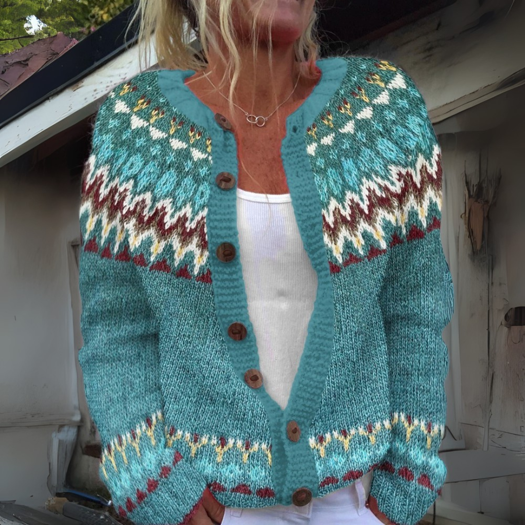 LOVA | WOMEN'S FAIR ISLE CARDIGAN SWEATER CHRISTMAS KNIT BUTTON 1