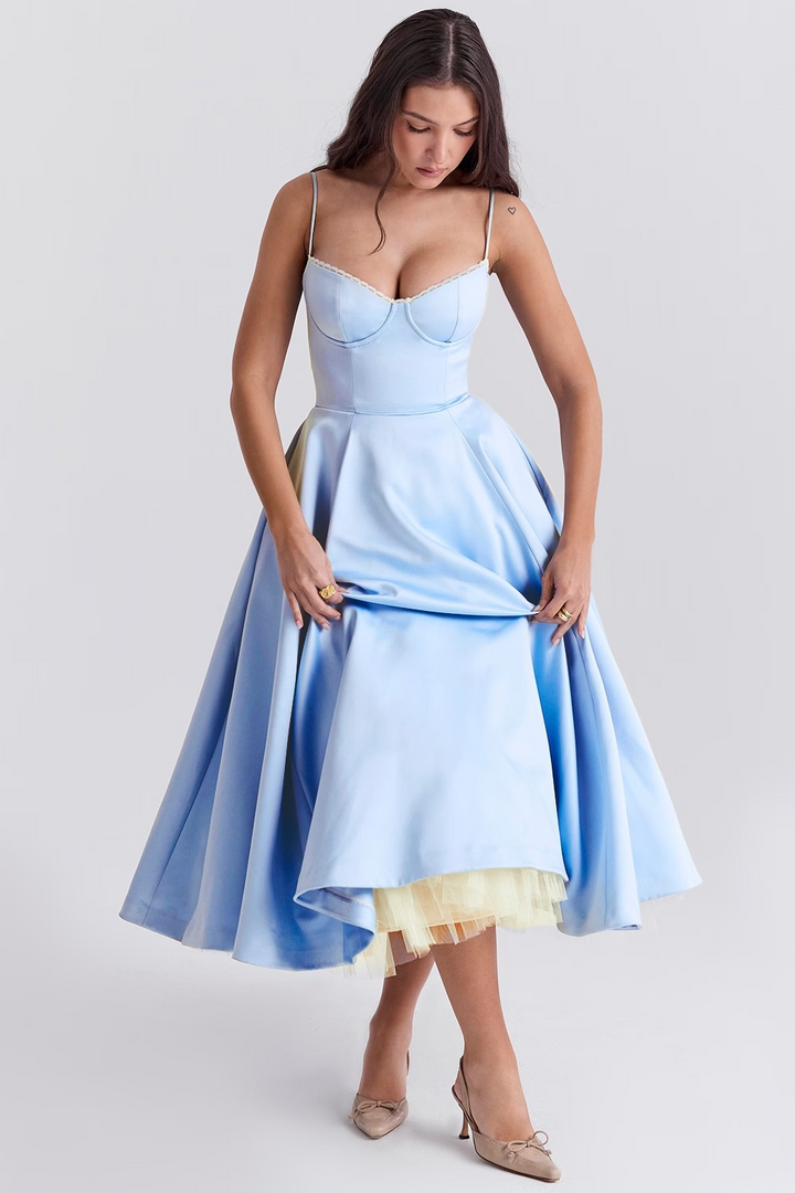 KAESSIRAE – ELEGANT TULLE MIDI DRESS FOR SPRING