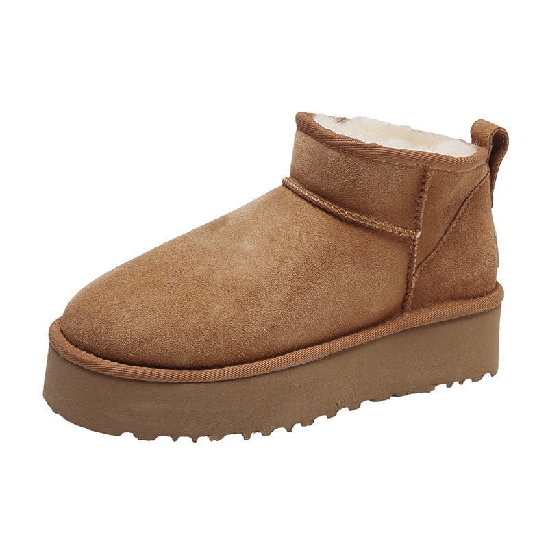 LUCETTE | WOMEN'S PLATFORM ANKLE BOOTS SUEDE FUR LINED WINTER 10