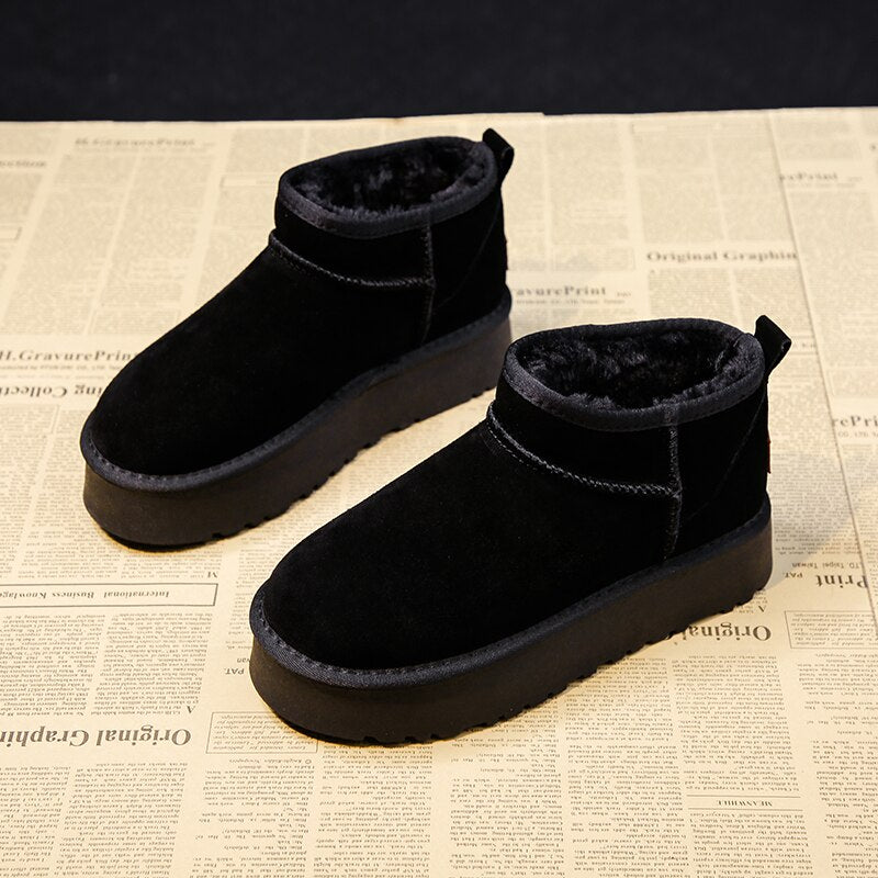 LUCETTE | WOMEN'S PLATFORM ANKLE BOOTS SUEDE FUR LINED WINTER 4