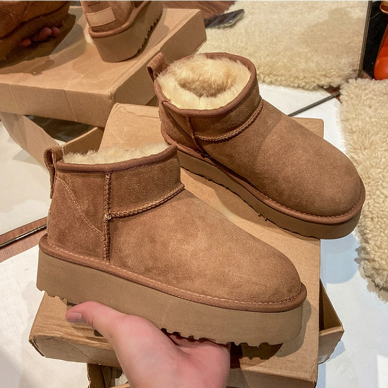 LUCETTE | WOMEN'S PLATFORM ANKLE BOOTS SUEDE FUR LINED WINTER 5