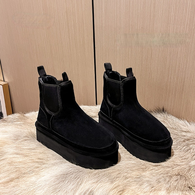 LUCETTE | WOMEN'S PLATFORM ANKLE BOOTS SUEDE FUR LINED WINTER 6