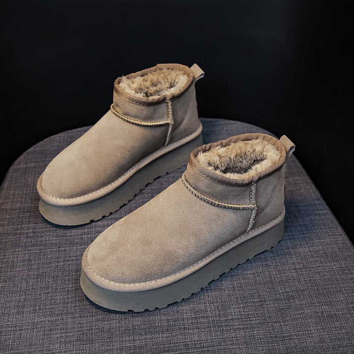 LUCETTE | WOMEN'S PLATFORM ANKLE BOOTS SUEDE FUR LINED WINTER 7