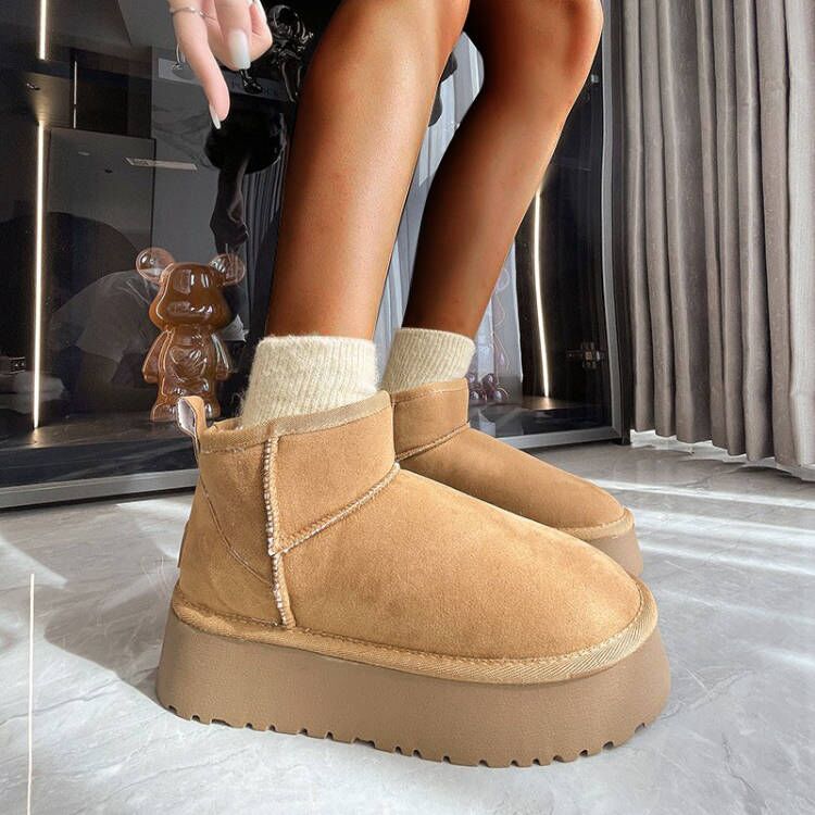 LUCETTE | WOMEN'S PLATFORM ANKLE BOOTS SUEDE FUR LINED WINTER 8