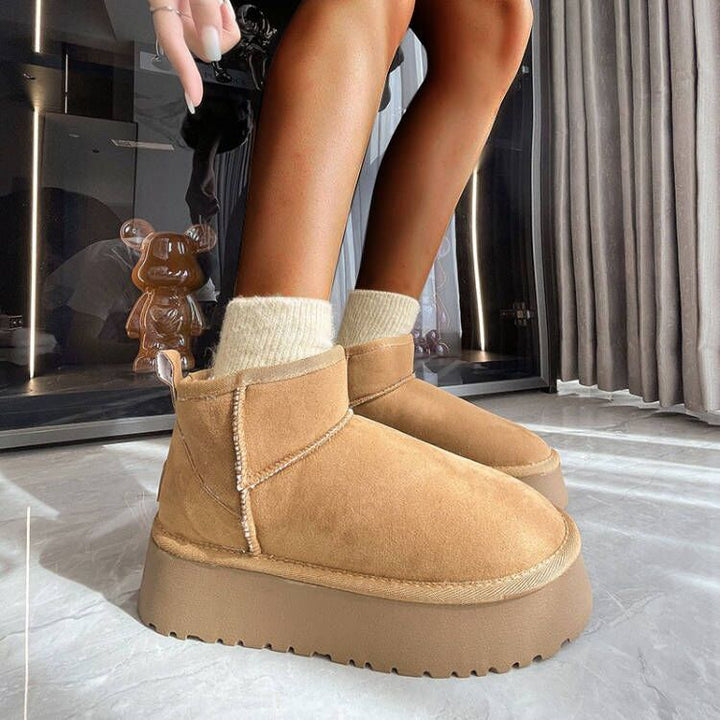 LUCETTE | WOMEN'S PLATFORM ANKLE BOOTS SUEDE FUR LINED WINTER 8