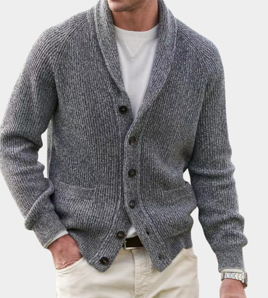 LUCIEN | MEN'S SHAWL COLLAR CARDIGAN SWEATER BUTTON FRONT KNIT 1