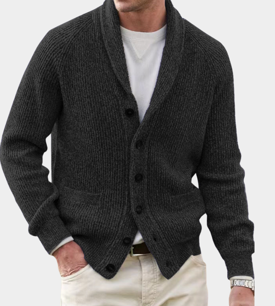 LUCIEN | MEN'S SHAWL COLLAR CARDIGAN SWEATER BUTTON FRONT KNIT 2