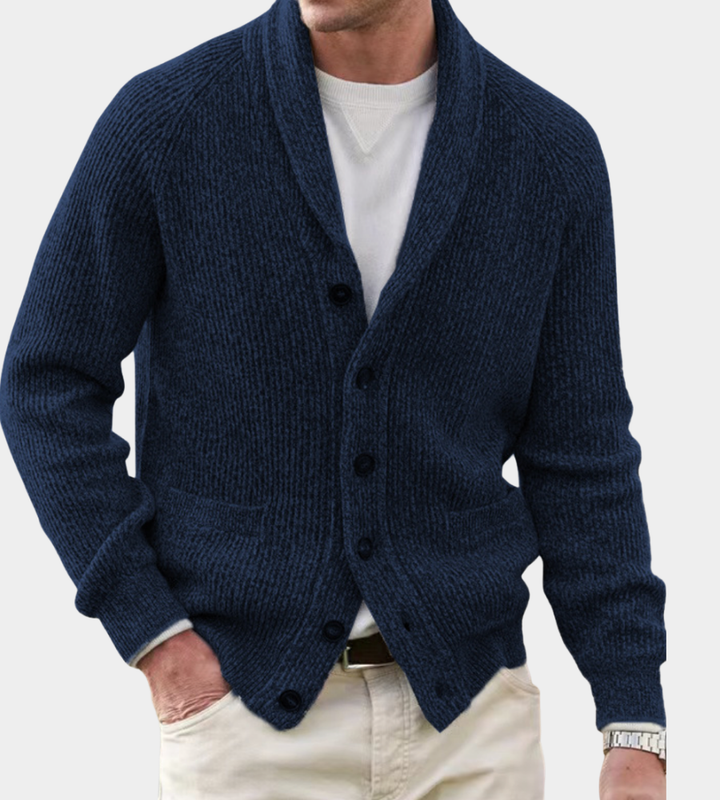Men's Shawl Collar Knit Cardigan – Navy