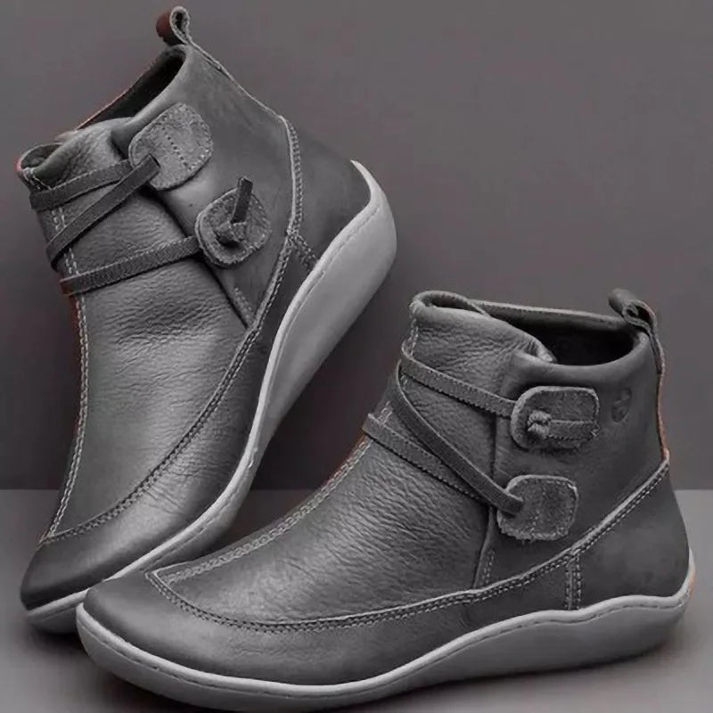 LUCILLE | WOMEN'S ORTHOPEDIC FLAT LEATHER ANKLE BOOTS 2