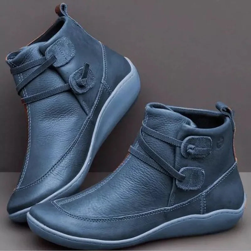 LUCILLE | WOMEN'S ORTHOPEDIC FLAT LEATHER ANKLE BOOTS 5