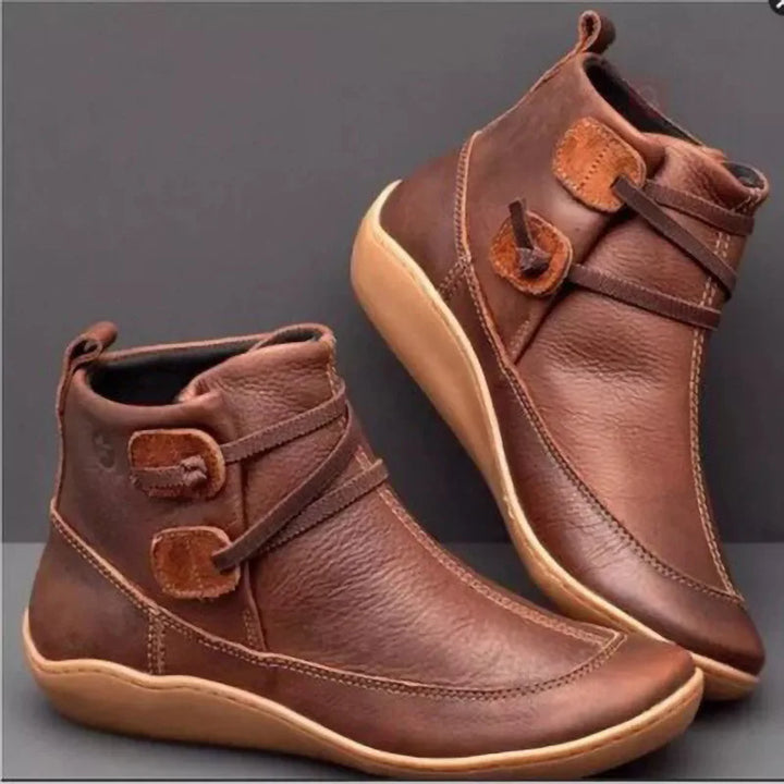 LUCILLE | WOMEN'S ORTHOPEDIC FLAT LEATHER ANKLE BOOTS 6