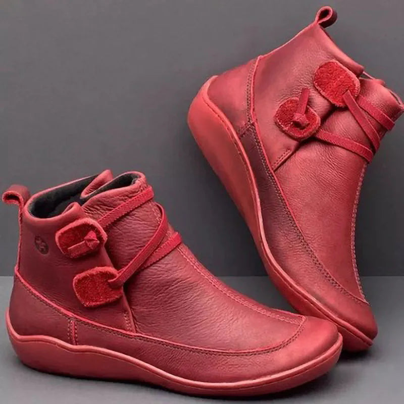LUCILLE | WOMEN'S ORTHOPEDIC FLAT LEATHER ANKLE BOOTS 8