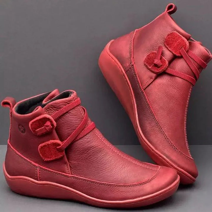 LUCILLE | WOMEN'S ORTHOPEDIC FLAT LEATHER ANKLE BOOTS 8
