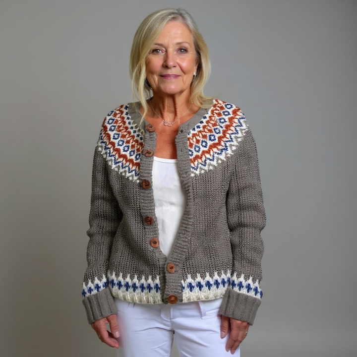 LUNA | WOMEN'S FAIR ISLE CARDIGAN SWEATER WINTER KNIT BUTTON 3