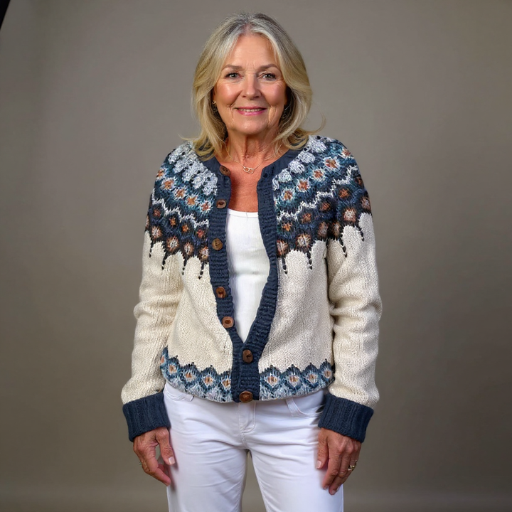 LYKKE | WOMEN'S SNOWFLAKE FAIR ISLE CARDIGAN SWEATER CHRISTMAS KNIT 3