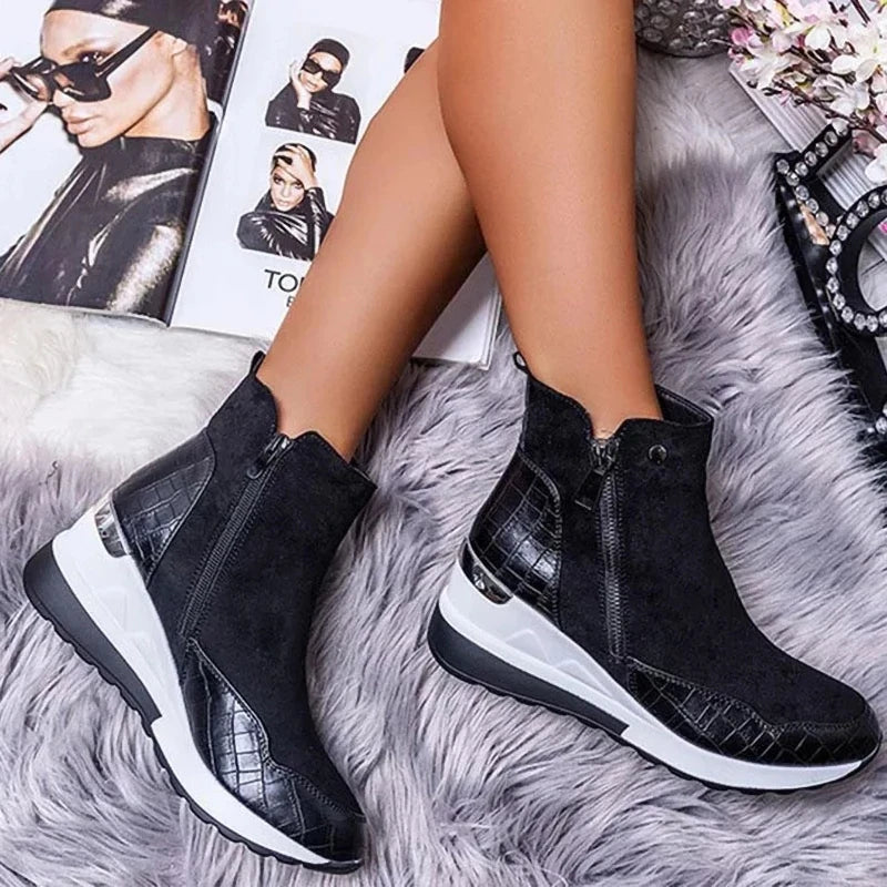 MAELLE | WOMEN'S ORTHOPEDIC WEDGE SNEAKER BOOTS ZIP UP 2