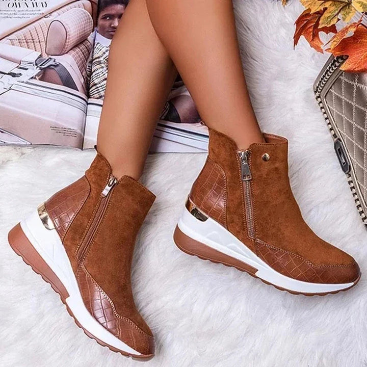 Women's Orthopedic Wedge Sneaker Boots – Brown