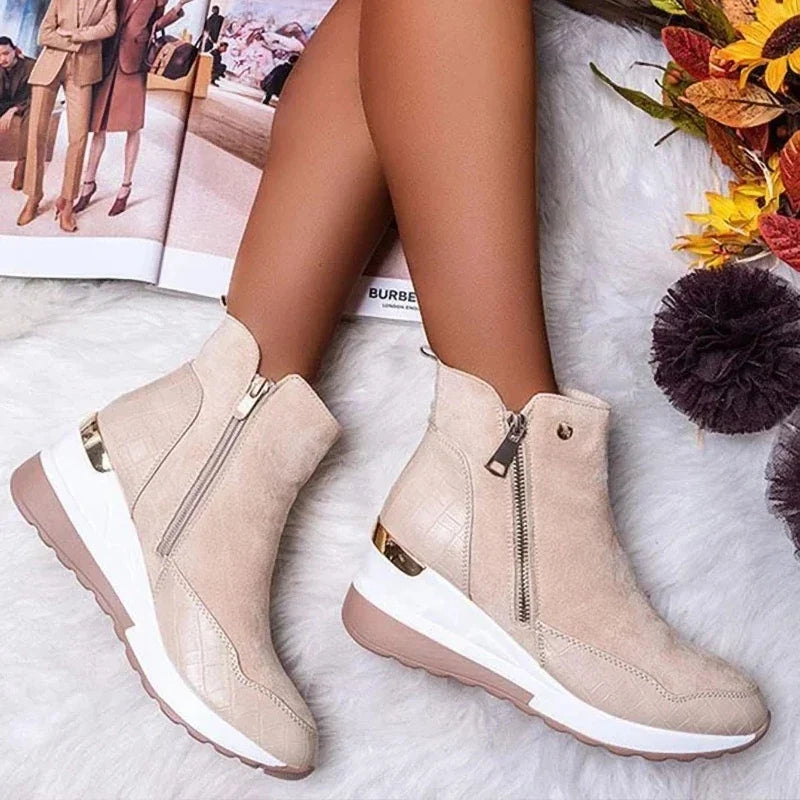 Women's Orthopedic Wedge Sneaker Boots – Beige