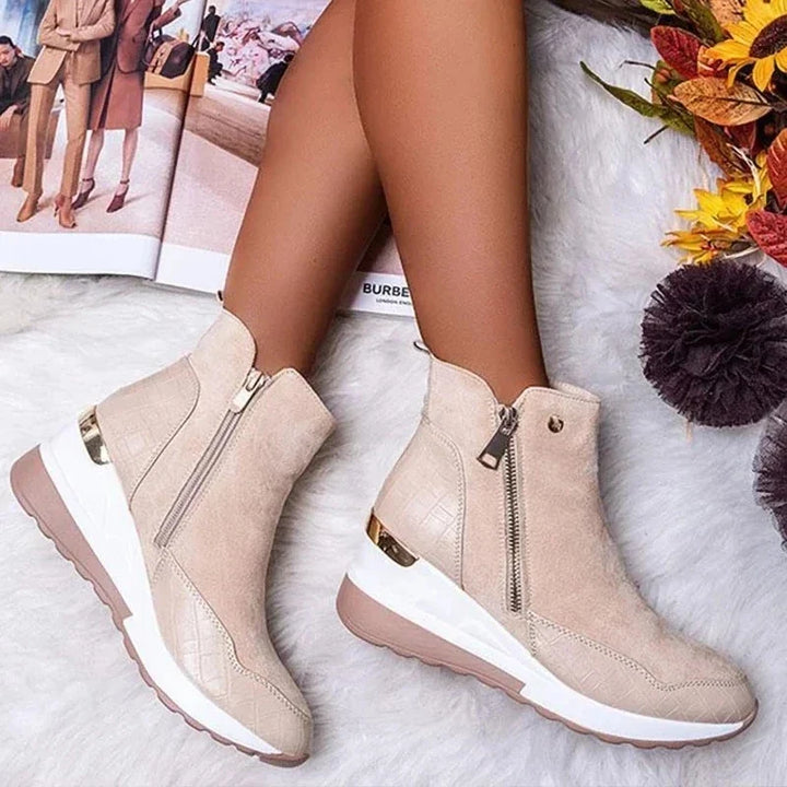 Women's Orthopedic Wedge Sneaker Boots – Beige