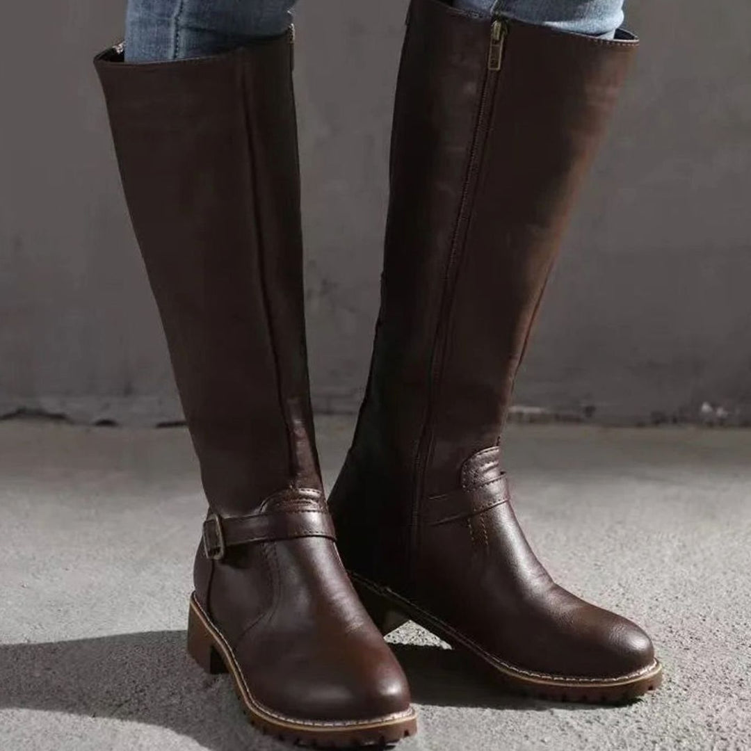 MAELYS | WOMEN'S BUCKLE KNEE HIGH RIDING BOOTS 2