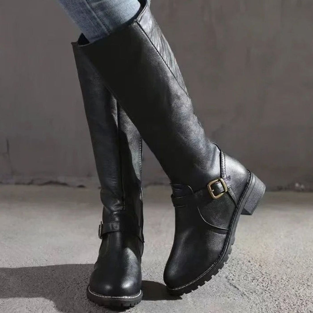 MAELYS | WOMEN'S BUCKLE KNEE HIGH RIDING BOOTS 4