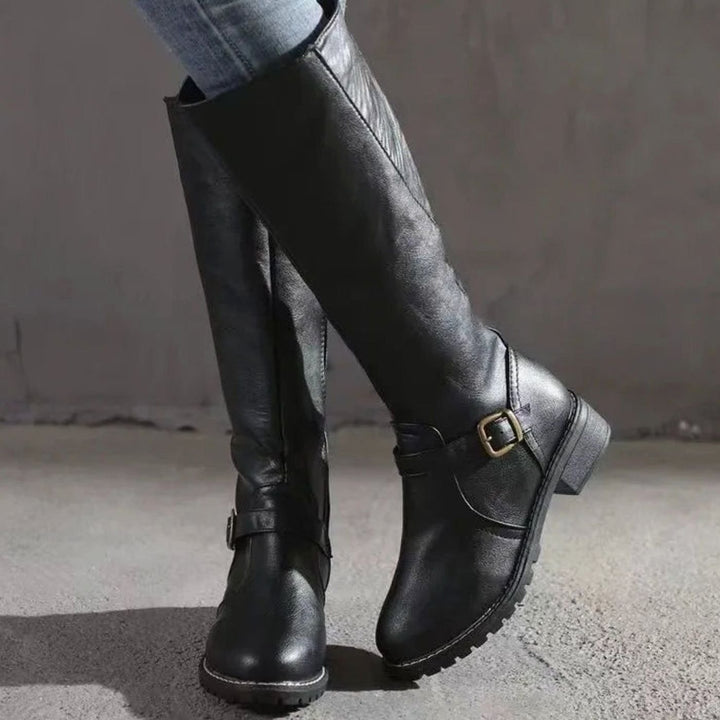 MAELYS | WOMEN'S BUCKLE KNEE HIGH RIDING BOOTS 4